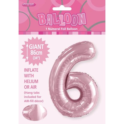 34" Lovely Pink Number 6 Foil Balloon 86cm