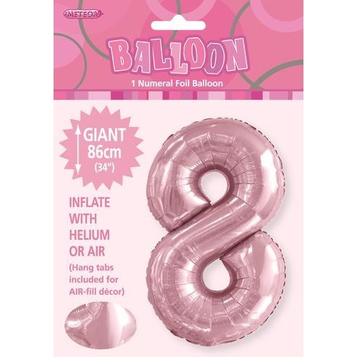 34" Lovely Pink Number 8 Foil Balloon 86cm