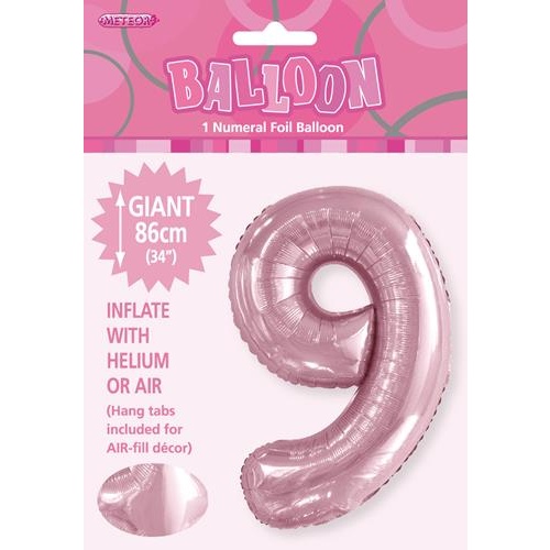34" Lovely Pink Number 9 Foil Balloon 86cm