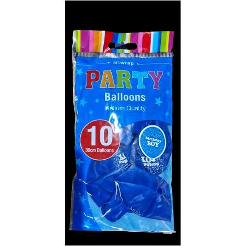 30cm Balloons Printed "Bday Boy" 10pk