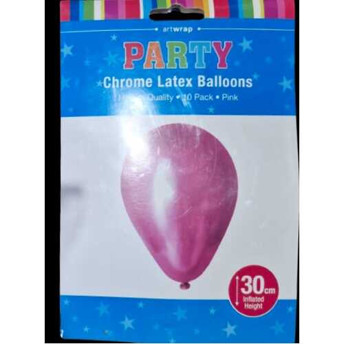10pk Chrome Dark Pink Balloon 30cm