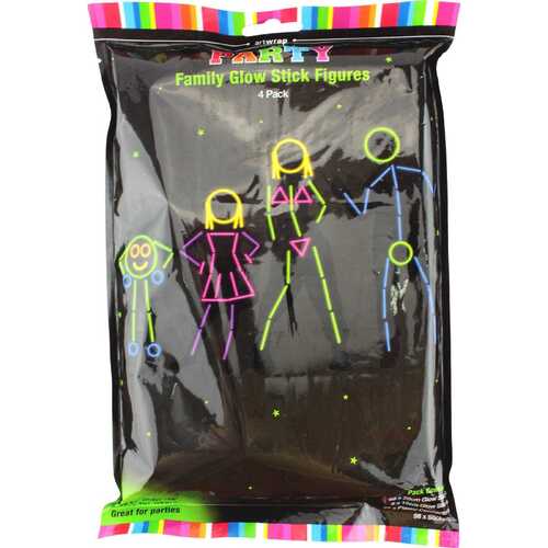 Family Glow Stick Figures 4 Pk Glo in the Dark Party Festival Supplies New Years