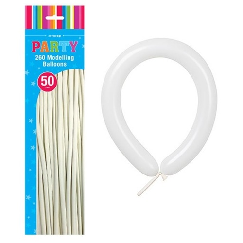 Balloons Modelling White 50pk