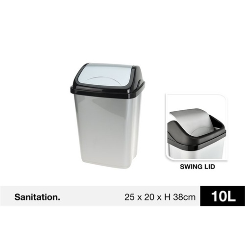 Plastic Swing Top Dustbin 10Lt