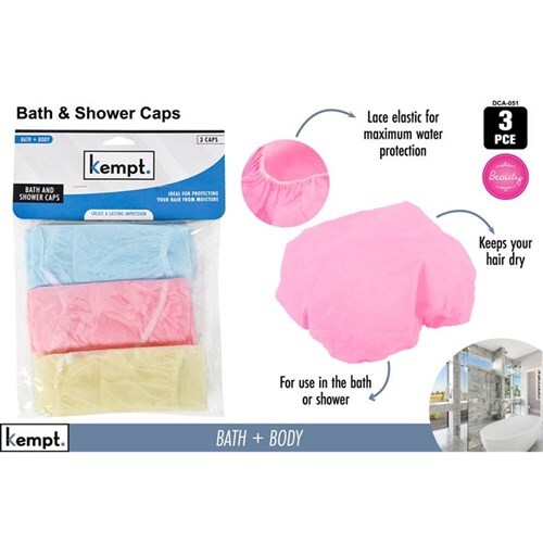 Shower Caps With Elastic 3pk