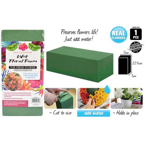 1pce Wet Floral Foam Brick-11x22.5x7cm