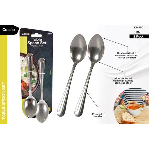 2pce Spoon Set Stainless Steel