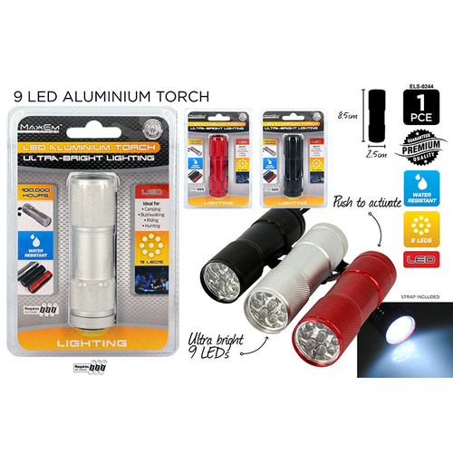 9LED Aluminum Torch 1pc