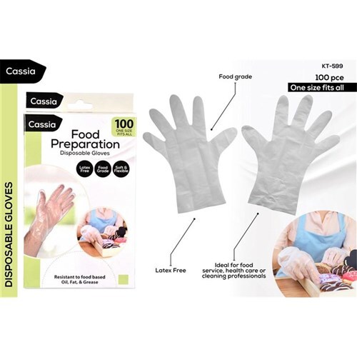 100pce Polyethylene Disposable Gloves 29x26cm