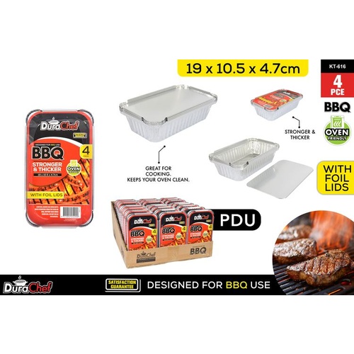 Foil Container with lids 19.2x10.5x4.7cm 4pc