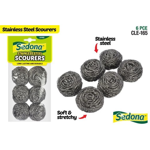 6pce Stainless Steel Cleaning Scourers