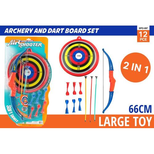 Archery And Dart 2 In 1 Board Set  12pc