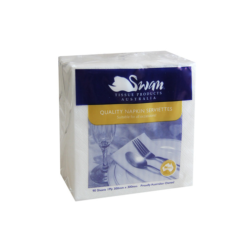 Swan 1 Ply Quality Napkin Serviettes 85pk