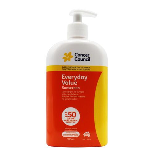 Cancer Council Everyday Value Sunscreen 500ml SPF50+