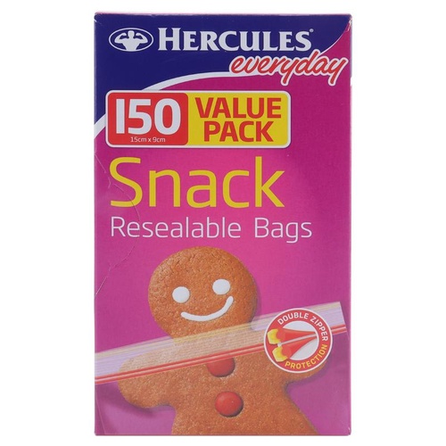 Hercules Snack Resealable Bags 150PK 15cm x 9cm