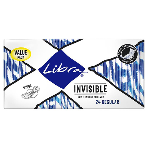 Libra Invisible Pads With Wings Regular 24pk