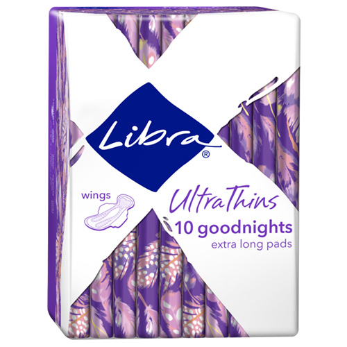 Libra Ultra Thins Goodnights Extra Long Pads With Wings 10pk
