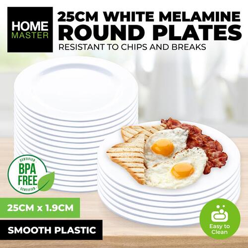 Melamine Plate Round 25cm Dia x 1.9cm - White