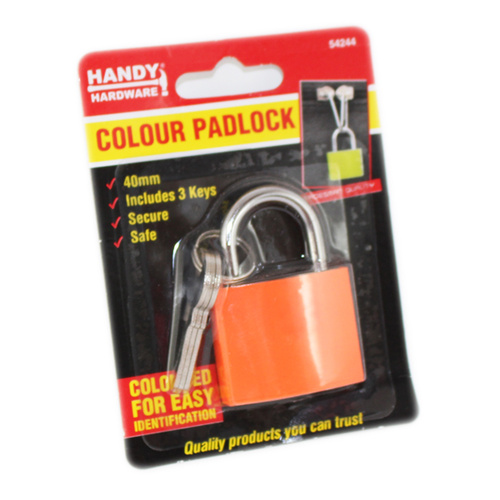Handy Hardware Colour Padlock 40mm