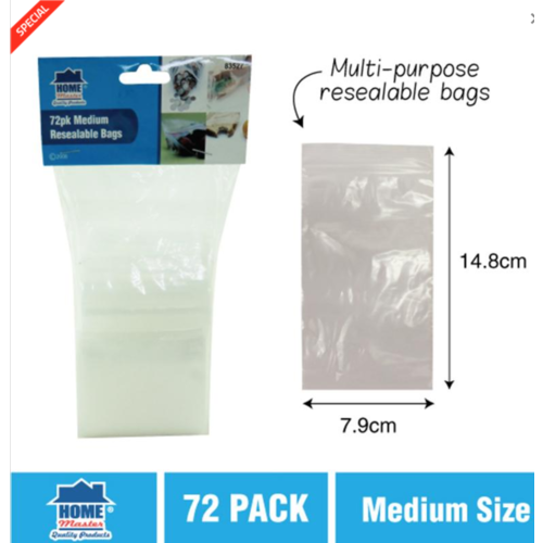 Home Master Medium Resealable Bags 72pk