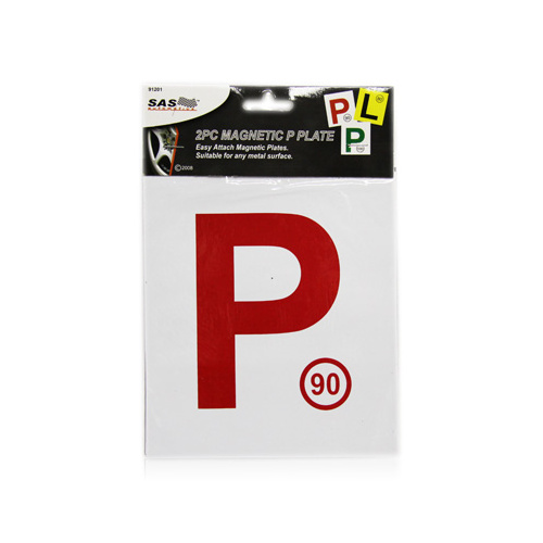SAS Automotive 2pc Magnetic P Plate Red