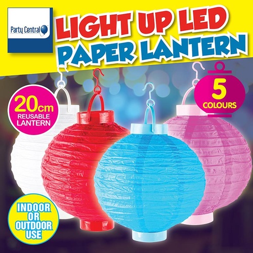 Lantern LED Light Up Paper 20cm