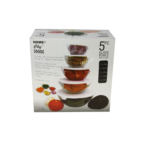 Home Chef 5pc Glass Bowls With Lids