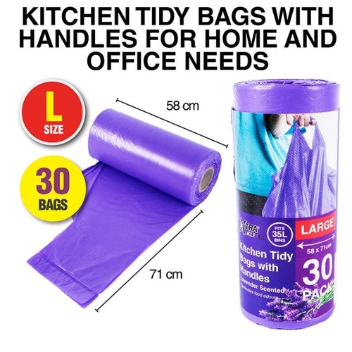 Scented Kitchen Tidy Bags With Handle Large Lavender 30pk [Scent: Lavender]
