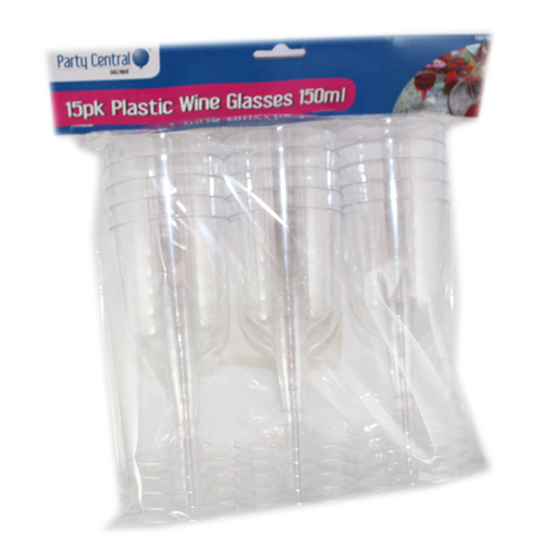 Plastic Wine Glasses 150ml 15pk