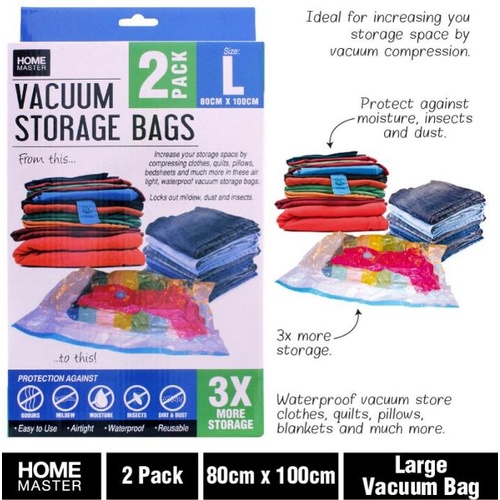 2pk Large Vacuum-Seal Storage Bag 80cm x 100cm