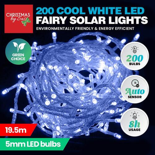 19.5m Light Solar Fairy 200pk Cool White