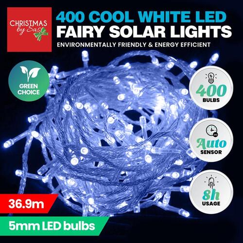 36.9m Light Solar Fairy 400pk Cool White