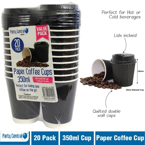 Double Wall Paper Coffee Cup 20pk 350ml