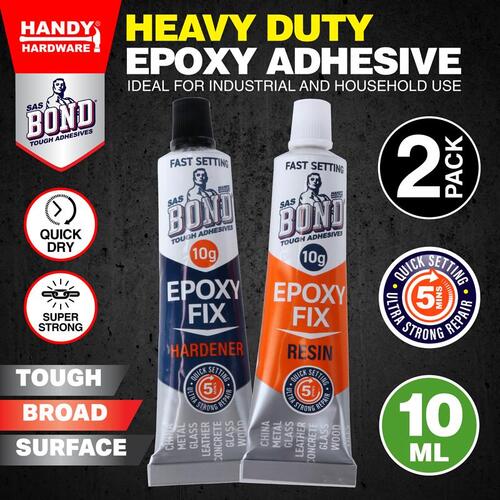 Glue Epoxy Fix Includes Hardener & Resin 2pk Tubes 10g each (Dries Clear)