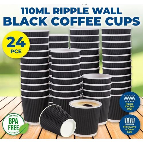 Disposable Drinkware Paper Cup Coffee Rippled No Lid 110ml 24pk