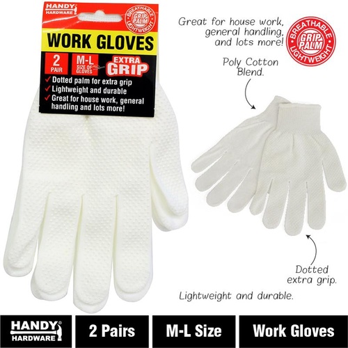 Poly Cotton Fabric Glove M/L 2 Pairs