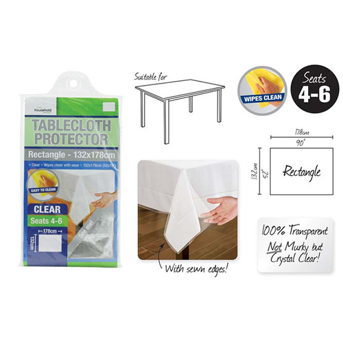 Household Clear Tablecloth Protector Rectangle 130cm x 175cm