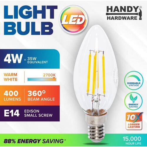 Bulb 4W LED Dimmable Light - Warm White - E14 (Small Screw)