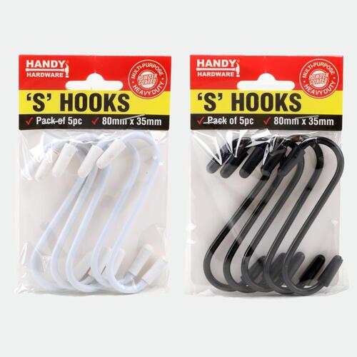 S Hook With Ends 8cm x 3.5cm 5pk
