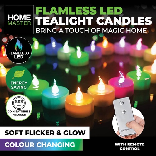 Candles LED Tealight Colour Changing With Remote Control 12pk