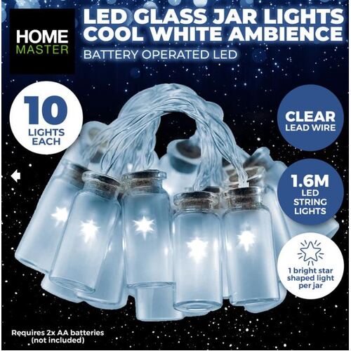 Star Shaped Mini Glass String Lights 1.6m -10 Lights