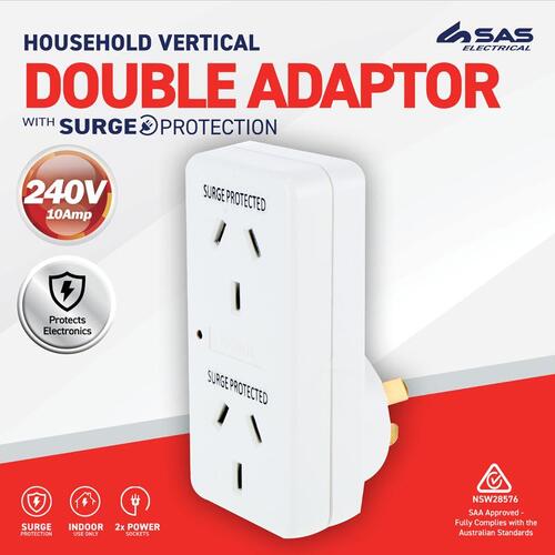 Double Adaptor-Surge Protector Vertical 240V
