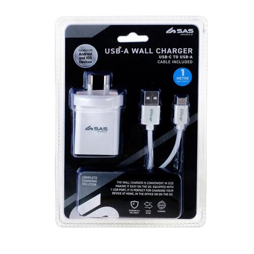 Charge & Sync AC Charger with USB Type C 1m Cable (Suitable for Android)