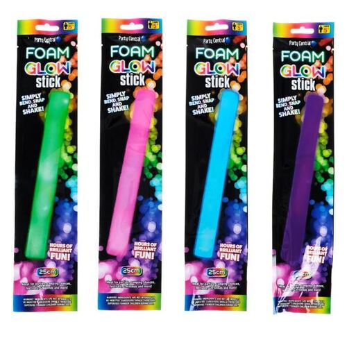 Glow Stick Foam 25cm Assorted Colours