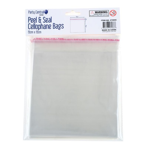 Peel & Seal Cellophane Bags 15cm x 15cm 50pk