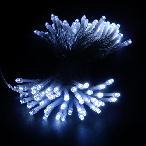 Illuminex Fairy Lights USB Operated 100 LED 10m Cool White Colour 8 Functions Clear Wire 