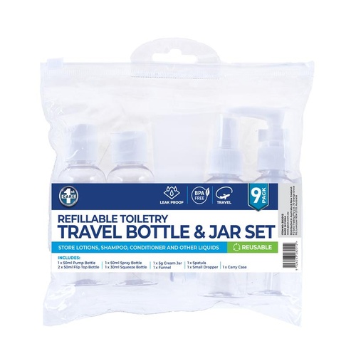 Travel Bottle And Jar Set 9 Pieces
