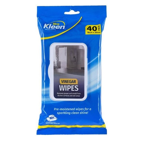 Cleaning Vinegar Wet Wipes 40pk - 16cm x 20cm per/pc 