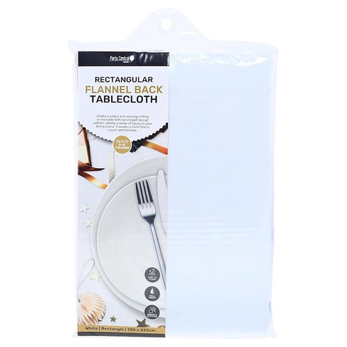 Duramax Tablecloth Flannel Back Oblong 130 x 225cm [Colour: White]