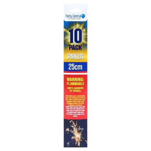 Party Central Sparklers 10PK 25cm